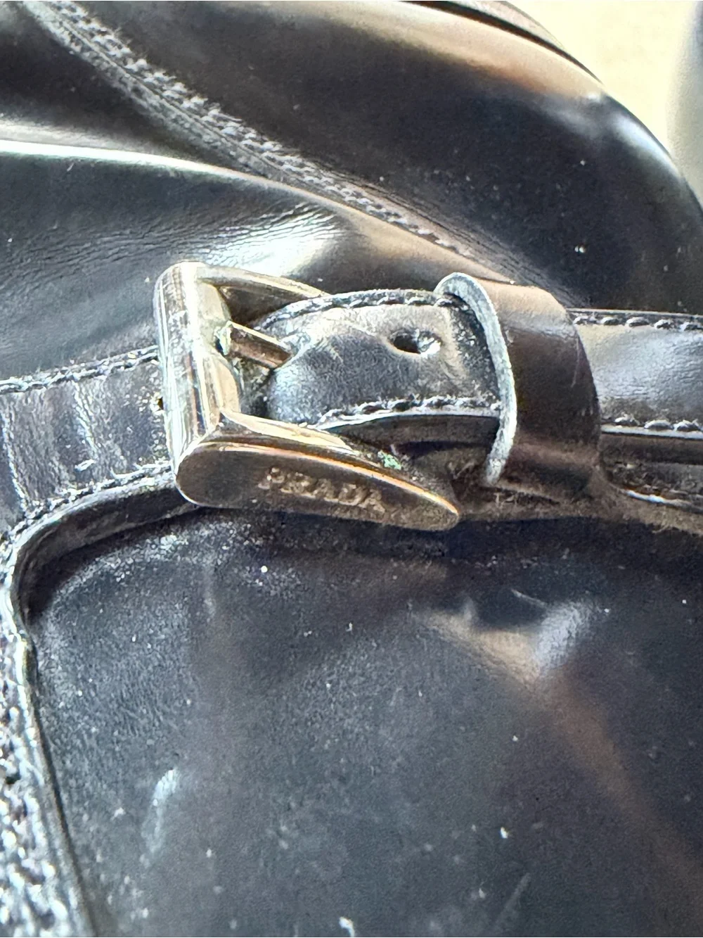 PRADA MILANO Black Leather Buckle Ankle Boots Men’s UK 6 US 7 Italy